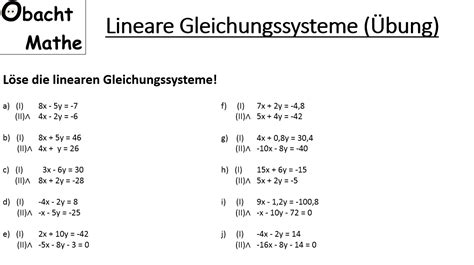 Übungen Mit Lösungen Lineare Gleichungssysteme Lgs