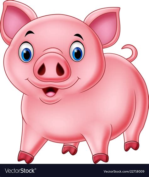 Cartoon Happy Pig Isolated On White Background Vector Image