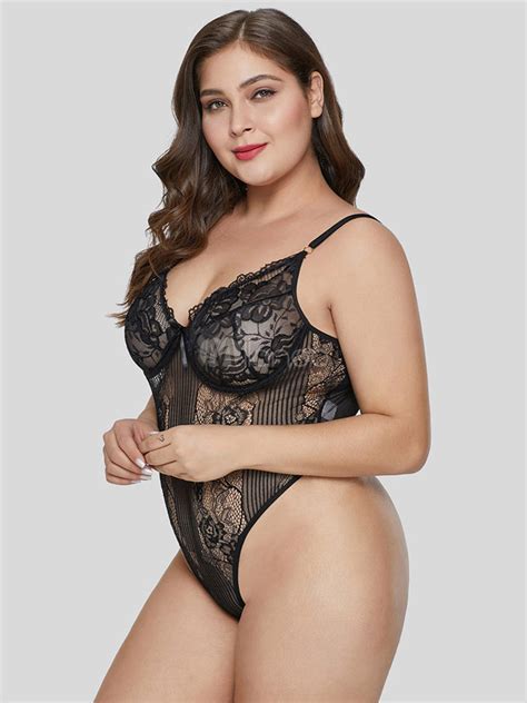 plus size teddies lace sheer push up sexy lingerie for women
