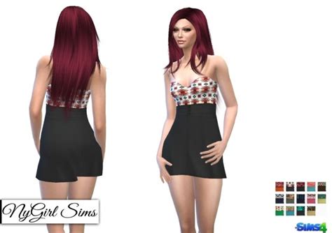 Strapless Tribal Mini Dress Sims 4 Female Clothes