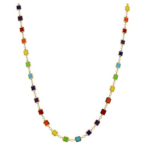 Gold Multicolored Sapphire Rainbow Necklace For Sale At Stdibs