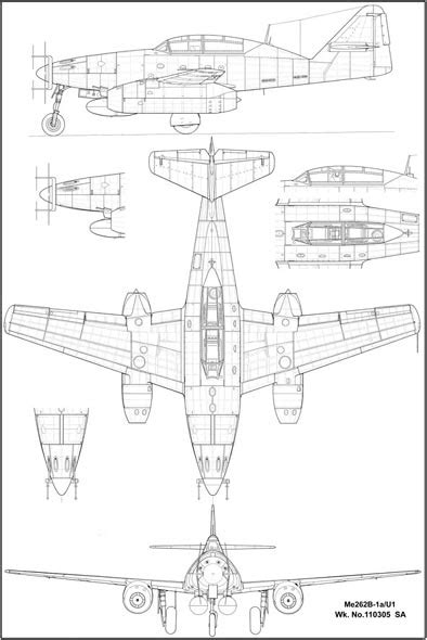 A L Bentley Drawings Messerschmitt Me262b Night Fighter