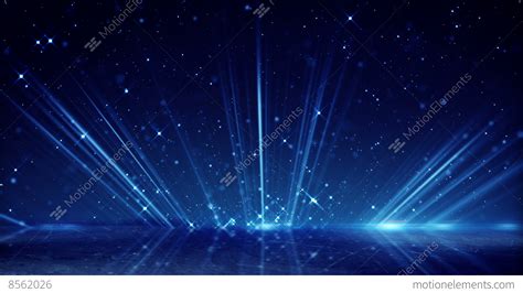 Blue Light Beams And Shimmering Particles Loopable Background Stock