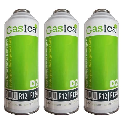 Pack 3 Bottles Gas Refrigerant Gasica D2 R12 R134a Air Conditioner