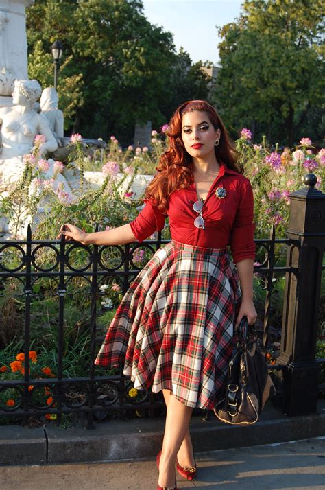 Plaid Circle Skirt Rockabilly Fashion Outfits Sixties Fashion 30744 Hot Sex Picture