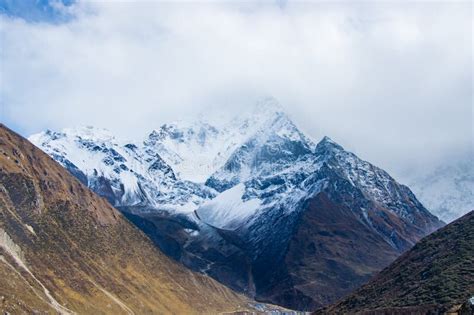 High Altitudes Of Manaslu Circuit Trek With Snowy Peaks And Valleys In