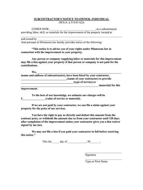 Mechanics Liens And Lien Waivers Minnesota State Form Fill Out And