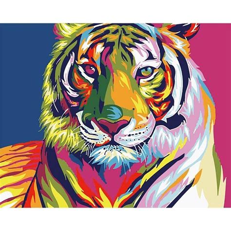 Colorful Tiger Diy Paint By Numbers Colorful Tiger 40 X 50 Cm No Frame