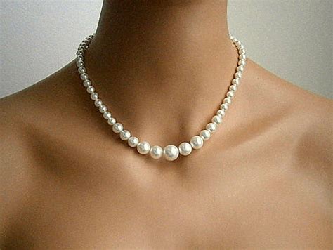 Pearl Necklace Bridesmaids Ts Pearl Necklace With White Swarovski