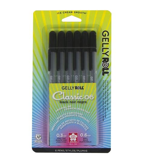 Gelly Roll Classic Fine Point Pens 6pkg Black Fine Point Pens Fine
