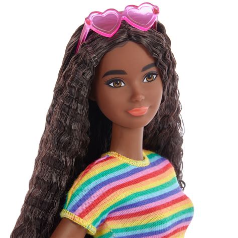 Barbie Mattel Fashionista Crimped Long Brown Hair Freckles Nude Doll