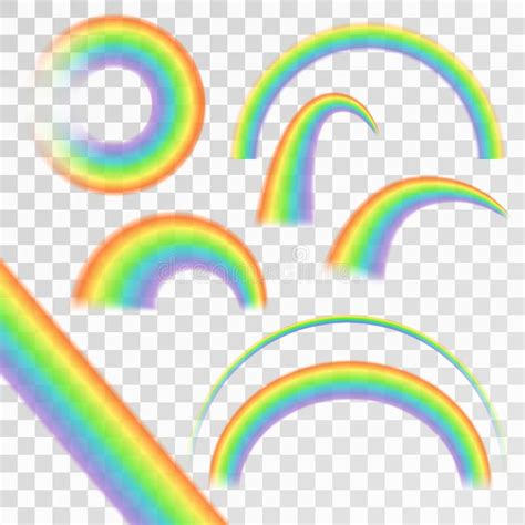 Rainbows In Different Shape Realistic Set On Transparent Background