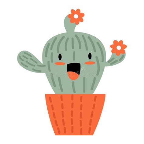 Cute Doodle Cactus Vector Cartoon Stock Vector Illustration Of Green