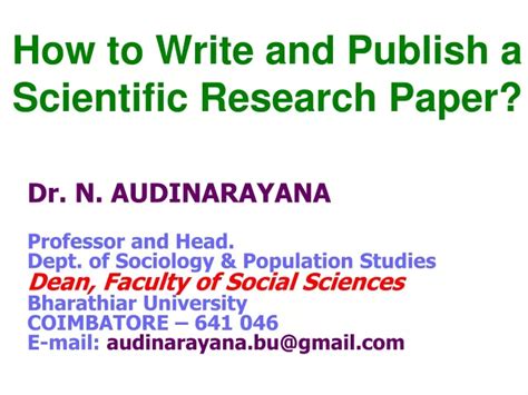 Ppt How To Write And Publish A Scientific Research Paper Powerpoint