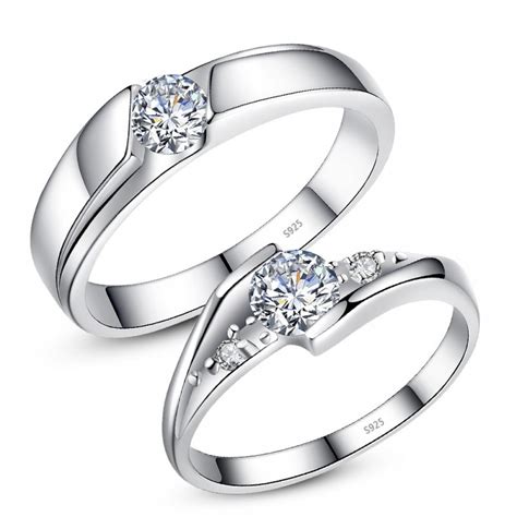 Round Cut Solitaire Promise Rings For Couples In 925 Sterling Silver