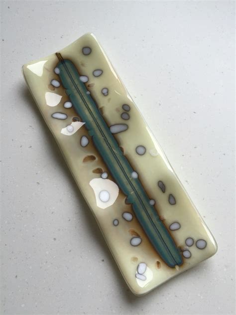 Fused Glass Triple Tea Light Holder Using Vanilla And Silver French Vanilla Fused Glass Art