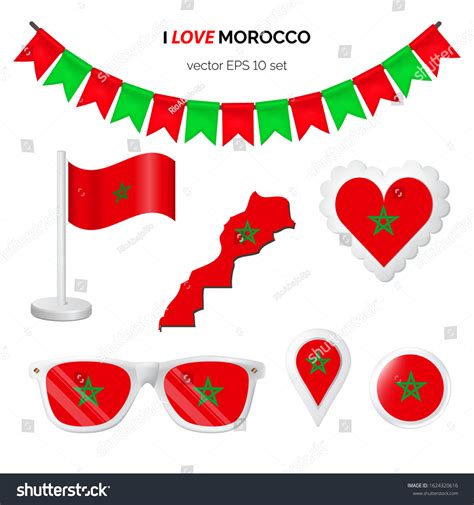 morocco symbols attributes heart flags glasses stock vector royalty free 1624320616 shutterstock