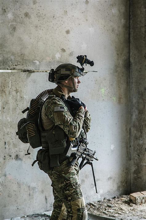 Us Army Ranger With Machine Gun Photograph By Oleg Zabielin Fine