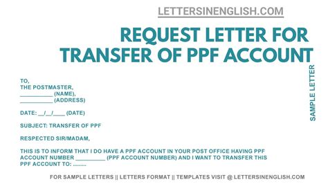 Request Letter For Transfer Of PPF Account Sample Letter For PPF