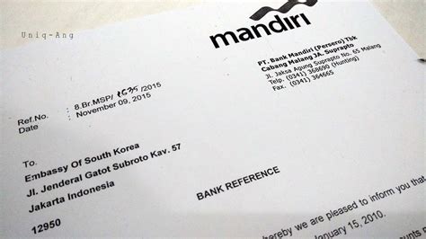 Surat Referensi Bank Mandiri Untuk Visa – Materi Belajar Online