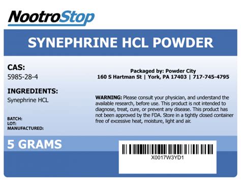 Synefryna Synephrine HCL 1 gr naturalna Efedryna - 6736547132 ...