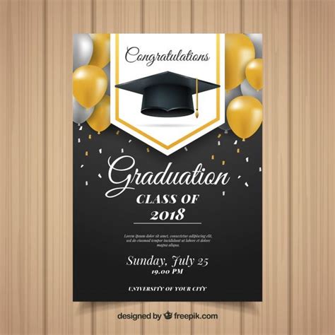 classic graduation invitation template  realistic design