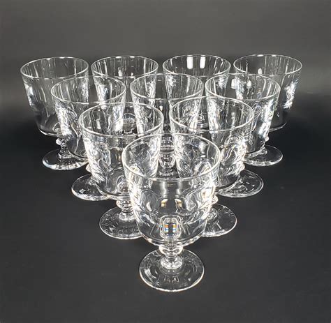 Steuben Crystal Glass Stemware Goblets Set Of Ten Signed Steuben Clear Crystal Goblets