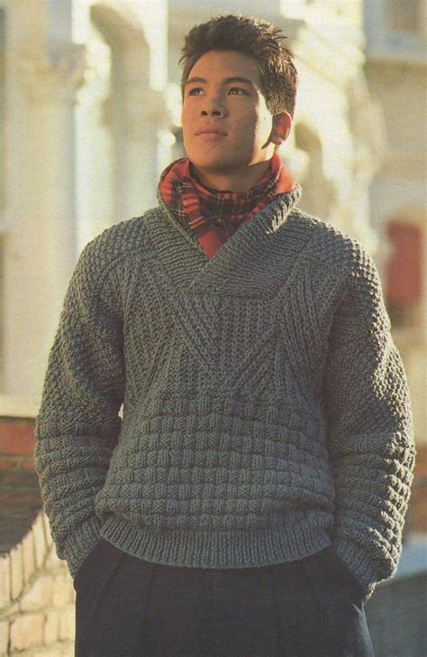 Only £8.50 using code aukagor to donate to anxiety uk. Mens Sweater Knitting Pattern PDF with Shawl Collar, Mans ...
