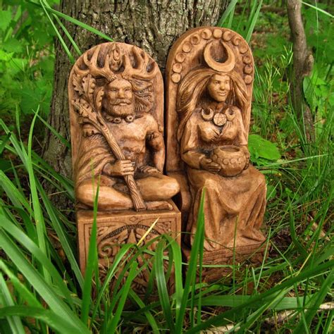 Wiccan Horned God And Moon Goddess Statues By Paul Borda Of Dryad