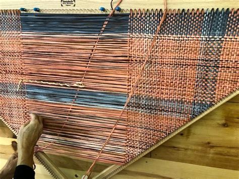 Newbie Student Weaving With A Doubled Strand On A 5 Ft Triangle Loom At