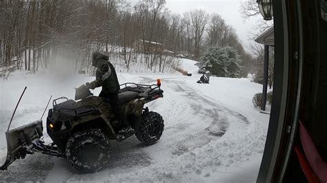 Snow Plowing With Polaris Sportsman 570 He Youtube