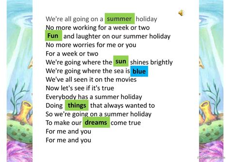 Summer Holiday English Esl Powerpoints