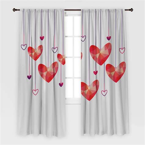 Heart Printed Curtain Drapes For Living Room Dining Room Bed Etsy