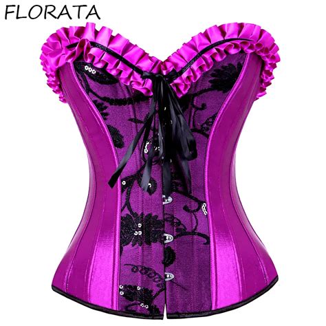 Florata Plus Size S 6xl Sexy Jacquard Purple Bustier Corset Sexy