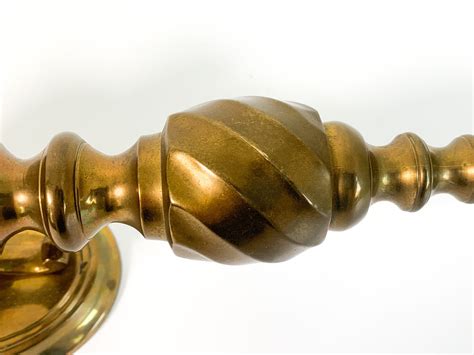 Single Vintage Brass Wall Sconce Mid Century Tall Long Solid Brass Candle Holder Wall Mount