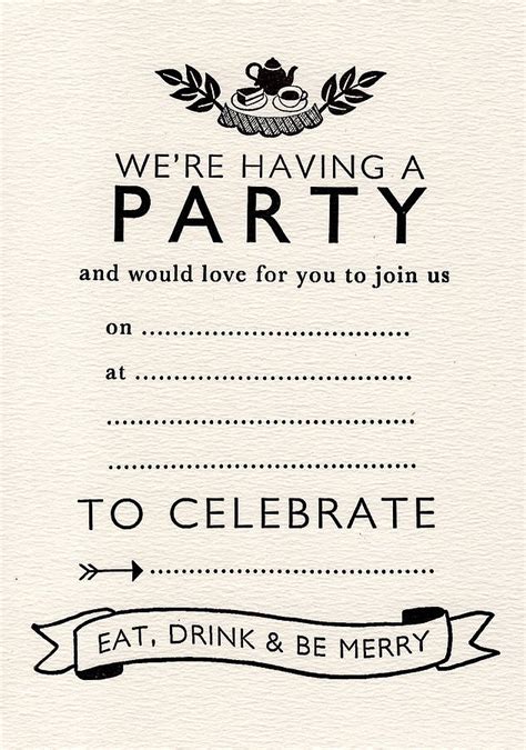 Thanks for visiting my blog, article above(blank party invitation template) published by lucy at july, 9 2018. tea party invitations by katie leamon | notonthehighstreet.com
