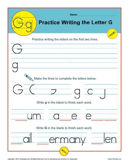 Letter G Worksheets Printable Handwriting Worksheet