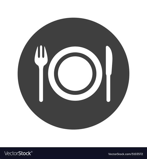 Monochrome Round Dinner Icon Royalty Free Vector Image