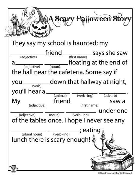 Halloween Madlib Printable Printable World Holiday