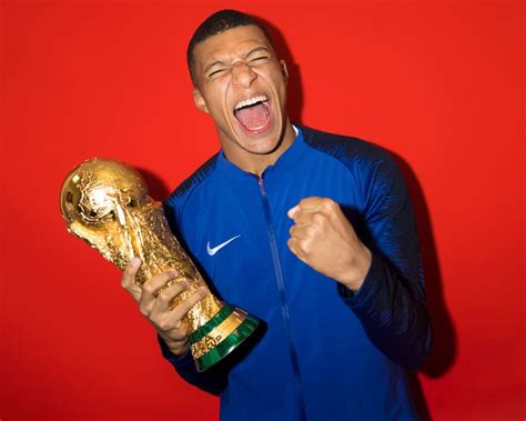 MOSCOW RUSSIA JULY Kylian Mbappe Of France Poses With The Champions World Cup Trophy