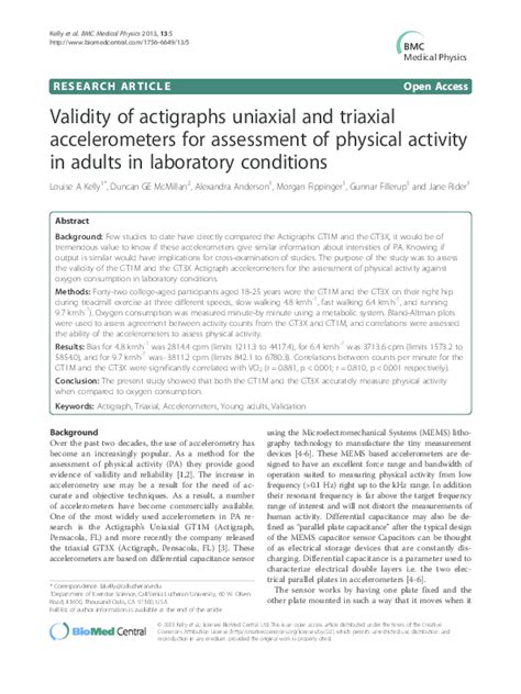 Pdf Validity Of Actigraphs Uniaxial And Triaxial Accelerometers For Assessment Of Physical