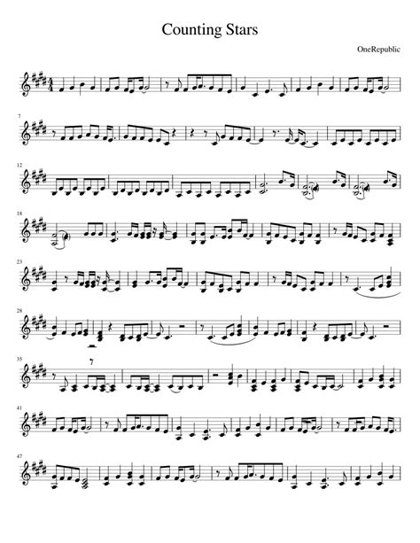 Counting Stars Sheet Music For Violin Solo