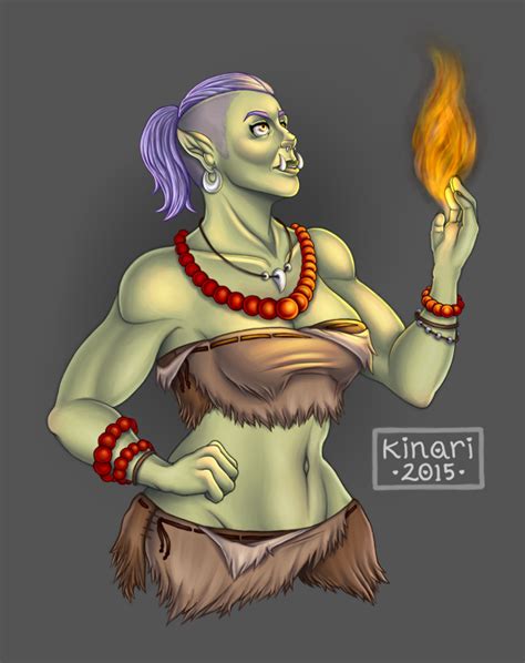 Orc Woman Conjures Fire Female Orc Mages Luscious