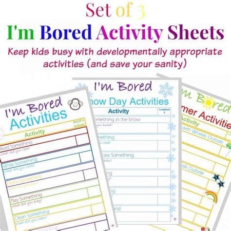 Im Bored Activity Sheets Set Of 3 Organized 31