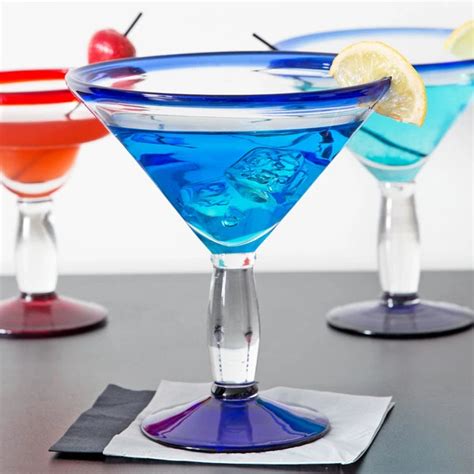 Unique Meilun Meihuan Libbey Aruba 24 Oz Customizable Martini Glass With Cobalt Rim And Base
