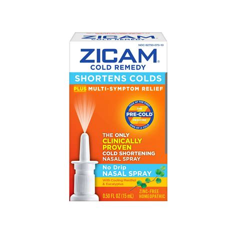 Zicam Cold Remedy Cold Shortening No Drip Nasal Spray Zinc Free 05 Oz
