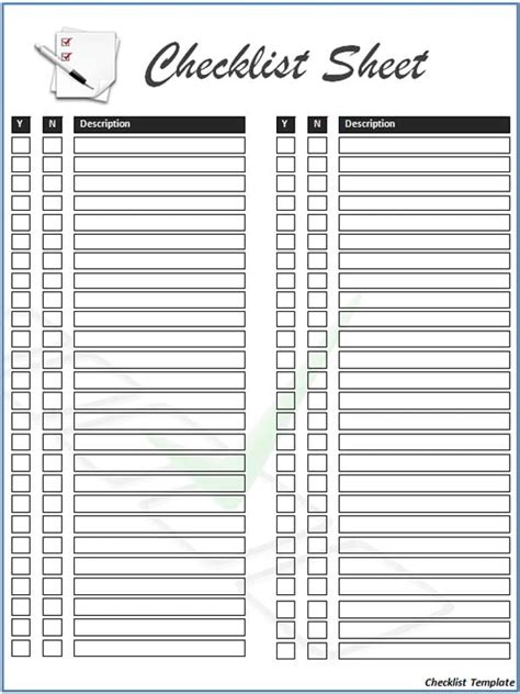 This helps in making a quick analysis of the percentage of tasks completed or pending etc. 5 Free Checklist Templates - Excel PDF Formats