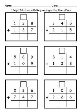 digit addition worksheets  regrouping  images