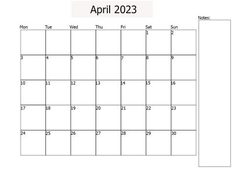 April 2023 Calendar Printable April Calender 2023 April Etsy Uk In
