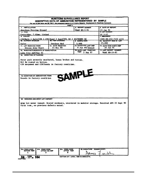 Figure 2 14 An Example Of A Completed Da Form 984 Munitions